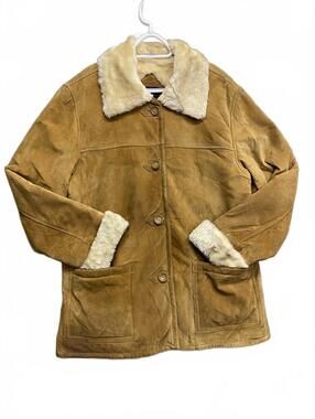Dennis Basso Women's Suede Shearling Chore Jacket Minor Blemishes But Warm Sz M